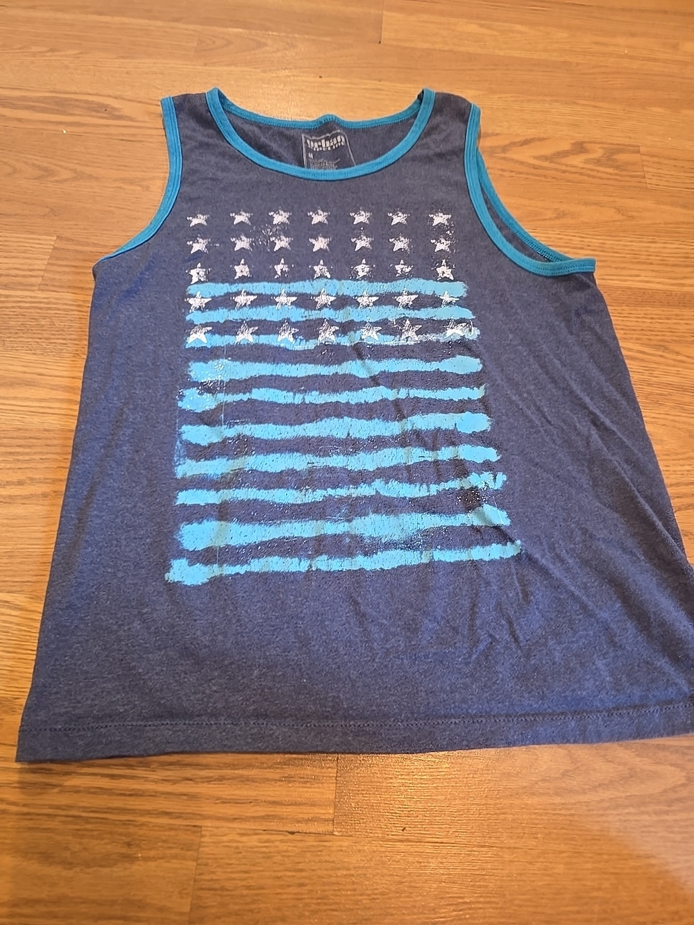 urban pipeline Navy Tank Top with Aqua Flag Graphic